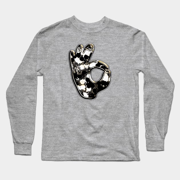 OK Sign Midnight Lake Art Long Sleeve T-Shirt by IBMClothing